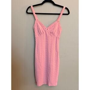 No Boundaries Cable Knit Adjustable Strap Sleeveless Slip Dress Pink XXS 00 NWT